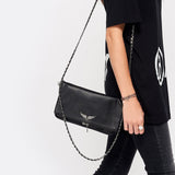 Rhinestone Evening Clutch – Women's, Faux Leather & Detachable Chain Strap