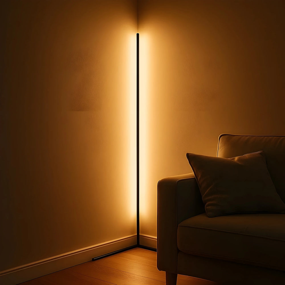 LED Corner Floor Lamp – Dimmable, Remote Control, 3 Color Temperatures, 142cm